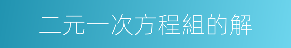 二元一次方程組的解的同義詞