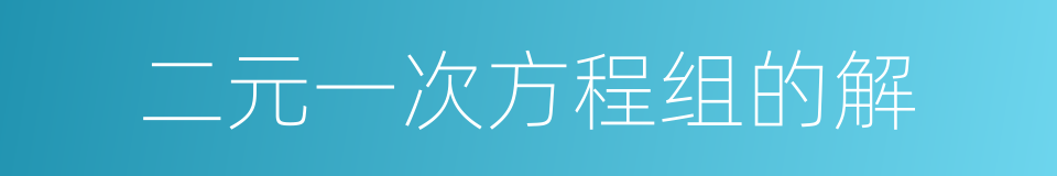 二元一次方程组的解的同义词