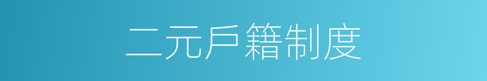 二元戶籍制度的同義詞