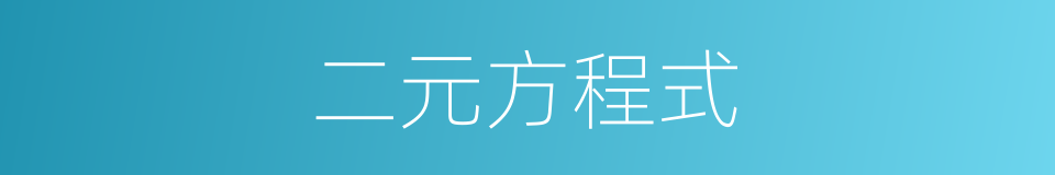 二元方程式的意思