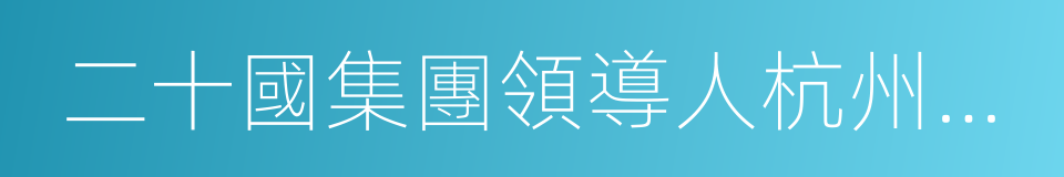 二十國集團領導人杭州峰會成果文件選編的同義詞