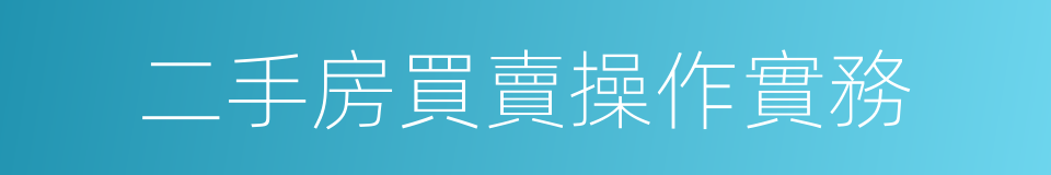 二手房買賣操作實務的同義詞