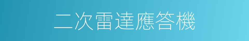 二次雷達應答機的同義詞