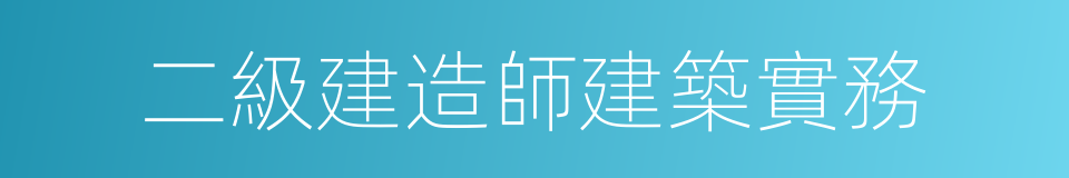 二級建造師建築實務的同義詞