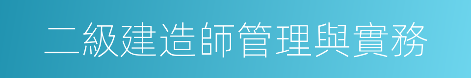 二級建造師管理與實務的同義詞