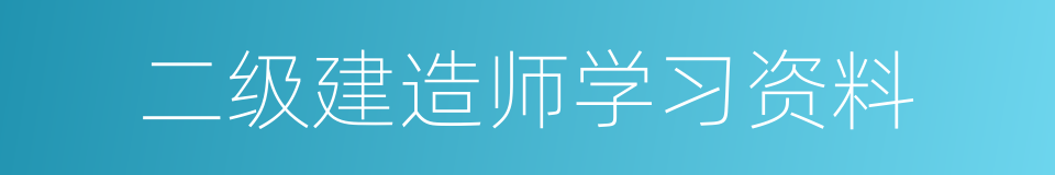 二级建造师学习资料的同义词