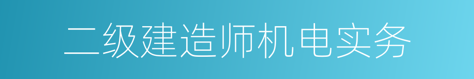 二级建造师机电实务的同义词