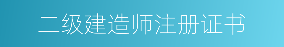 二级建造师注册证书的同义词