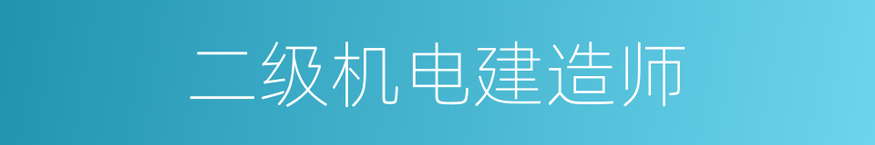 二级机电建造师的同义词