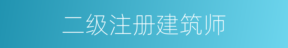 二级注册建筑师的意思