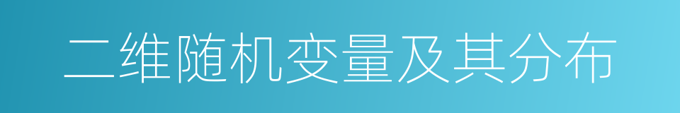 二维随机变量及其分布的同义词