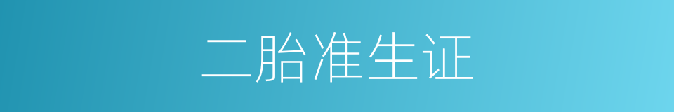 二胎准生证的同义词