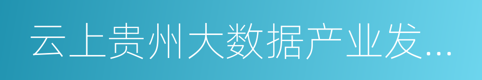 云上贵州大数据产业发展有限公司的同义词