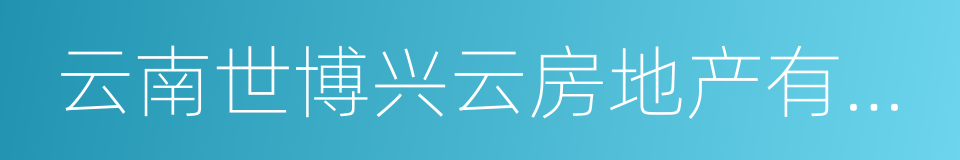 云南世博兴云房地产有限公司的同义词