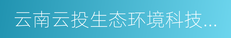 云南云投生态环境科技股份有限公司的同义词