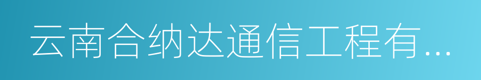 云南合纳达通信工程有限公司的同义词