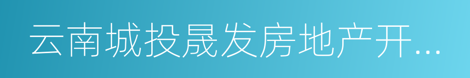 云南城投晟发房地产开发有限公司的同义词