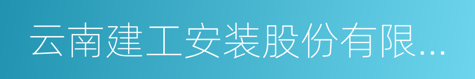 云南建工安装股份有限公司的同义词