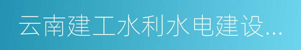 云南建工水利水电建设有限公司的同义词