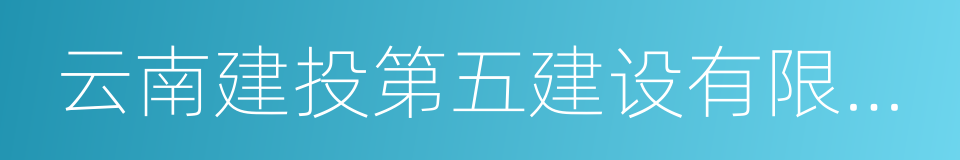 云南建投第五建设有限公司的意思