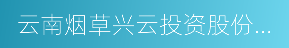 云南烟草兴云投资股份有限公司的同义词