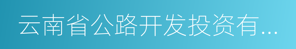 云南省公路开发投资有限责任公司的同义词