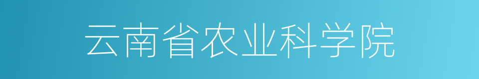 云南省农业科学院的同义词