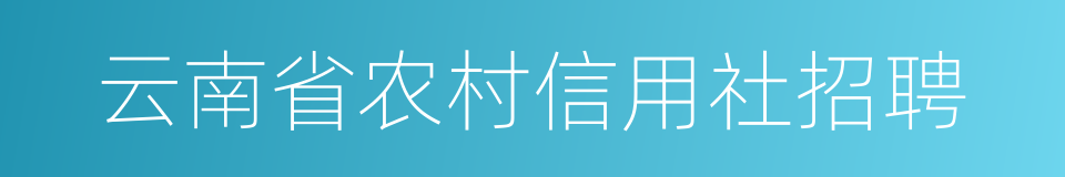 云南省农村信用社招聘的同义词