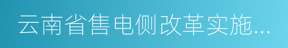 云南省售电侧改革实施方案的同义词