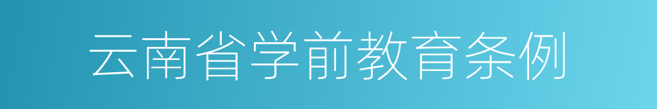 云南省学前教育条例的同义词