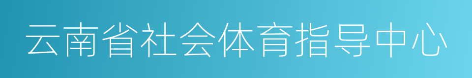 云南省社会体育指导中心的同义词