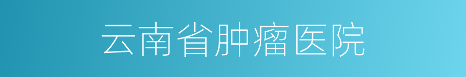 云南省肿瘤医院的同义词