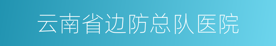 云南省边防总队医院的同义词