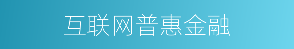 互联网普惠金融的同义词