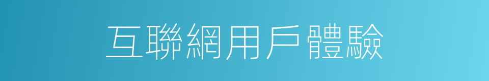 互聯網用戶體驗的同義詞