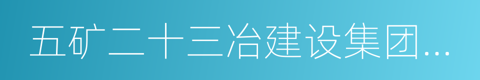 五矿二十三冶建设集团有限公司的同义词