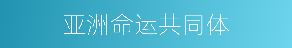 亚洲命运共同体的同义词