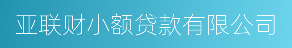 亚联财小额贷款有限公司的同义词