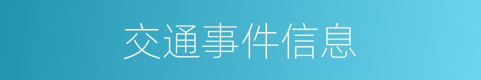 交通事件信息的同义词