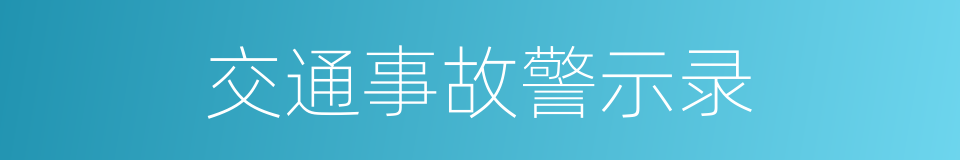 交通事故警示录的同义词