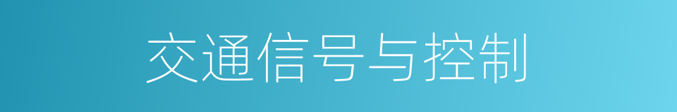 交通信号与控制的同义词