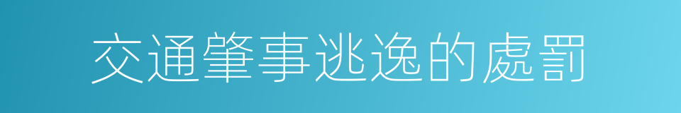 交通肇事逃逸的處罰的同義詞