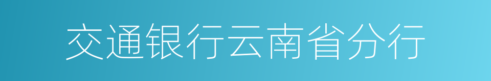 交通银行云南省分行的同义词