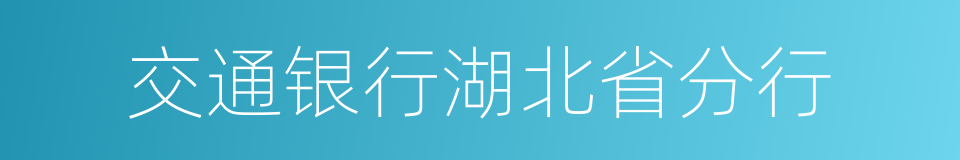 交通银行湖北省分行的同义词