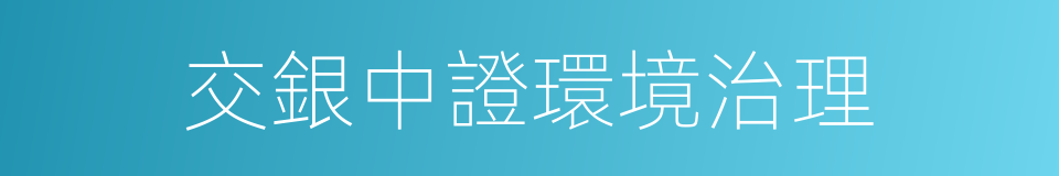 交銀中證環境治理的同義詞