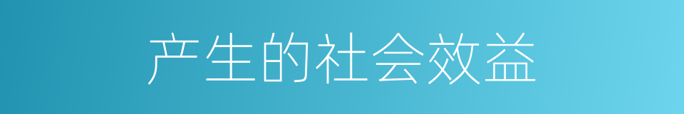 产生的社会效益的同义词