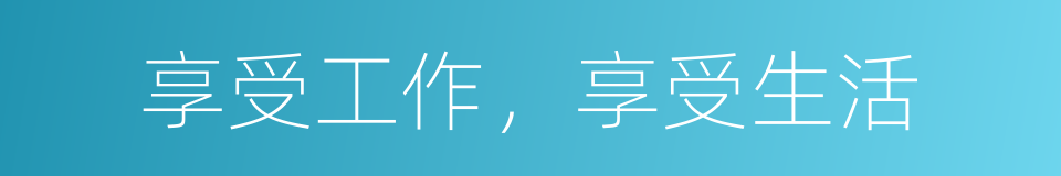 享受工作，享受生活的同义词