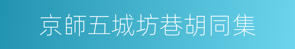 京師五城坊巷胡同集的同義詞