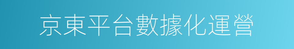 京東平台數據化運營的同義詞