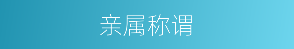 亲属称谓的意思